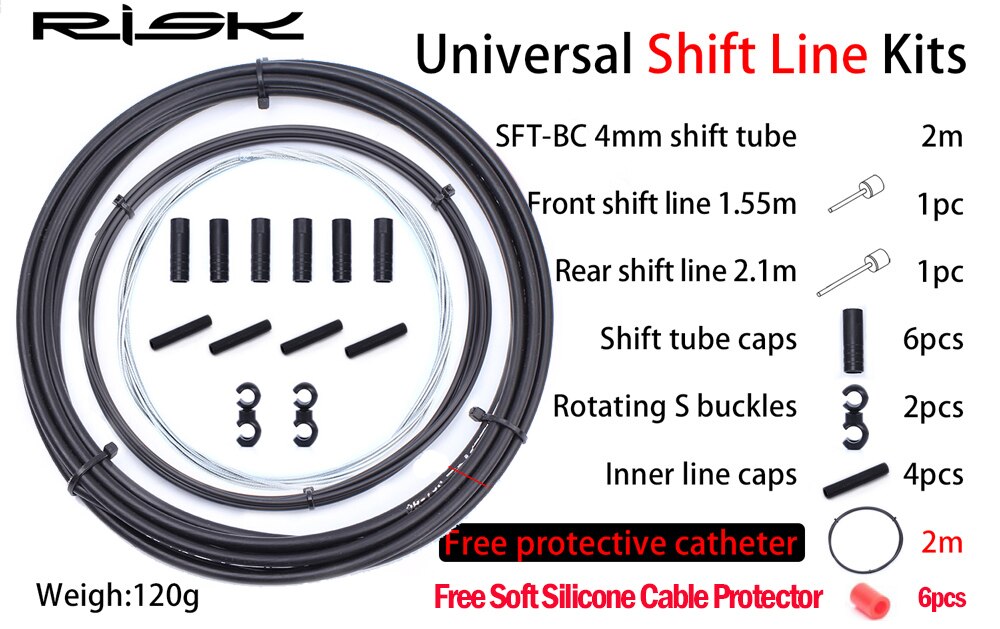 Basic Universal Brake/Shift Derailleur Kabel Lijn Behuizing Mtb Racefiets Fiets Gear Voor Achter Inner Outer Vervanging Draad set: Shift cable