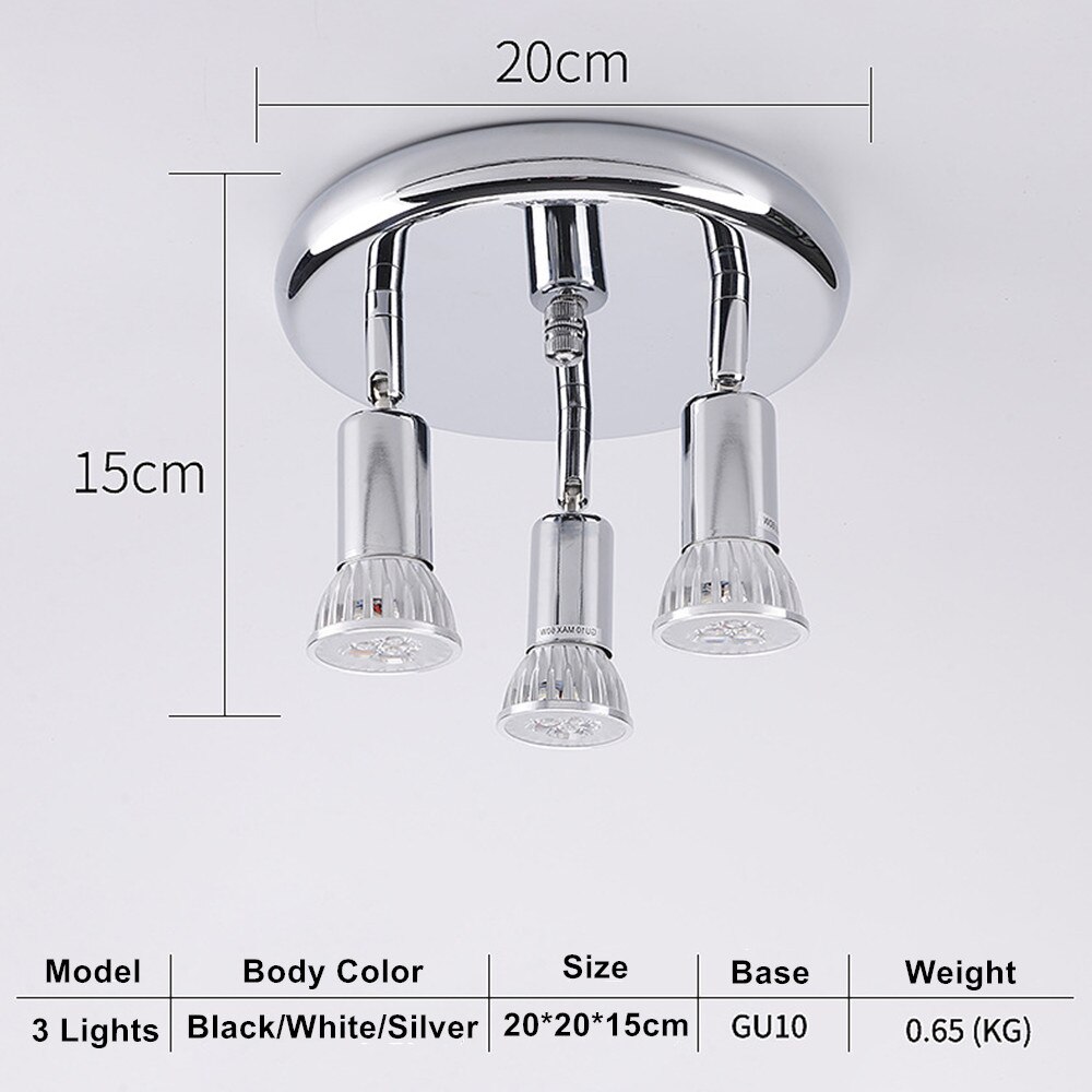 [DBF] Ronde GU10 Plafondlamp Woonkamer Verstelbare 3-Licht Plafond spots Slaapkamer LED Keuken Surface Mount plafond Spot Light