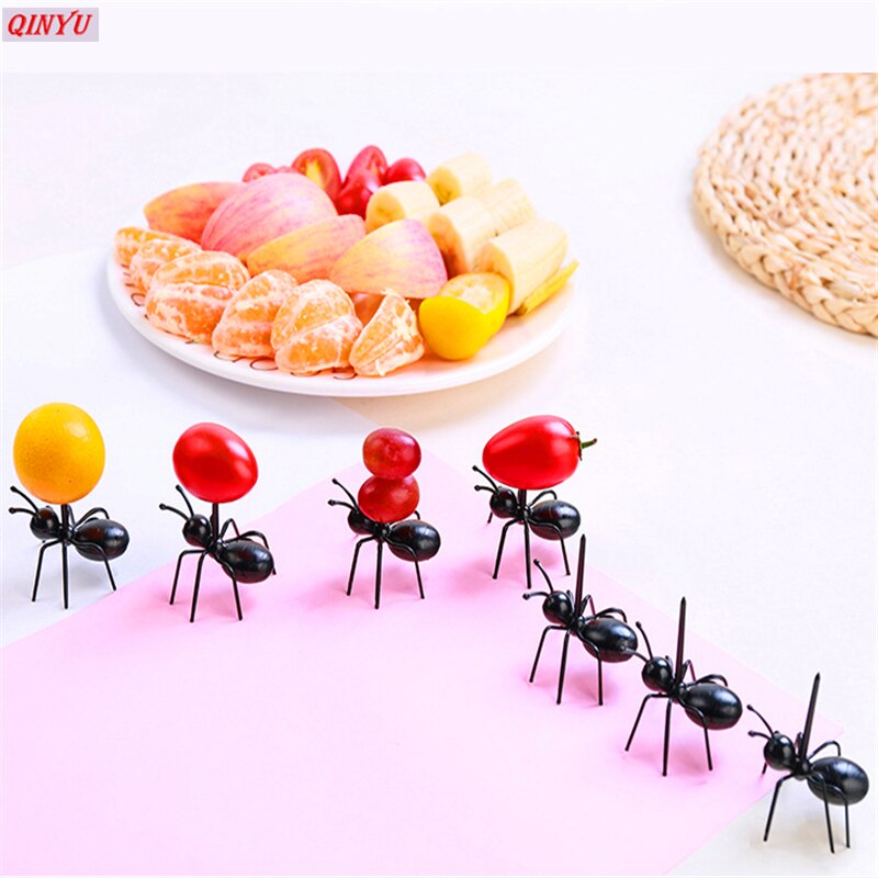 12 stk / pakke myre frugt gaffel mini tegneserie børn snack kage dessert mad frugt pick tandstikker frokost fest indretning 5 zmm 199