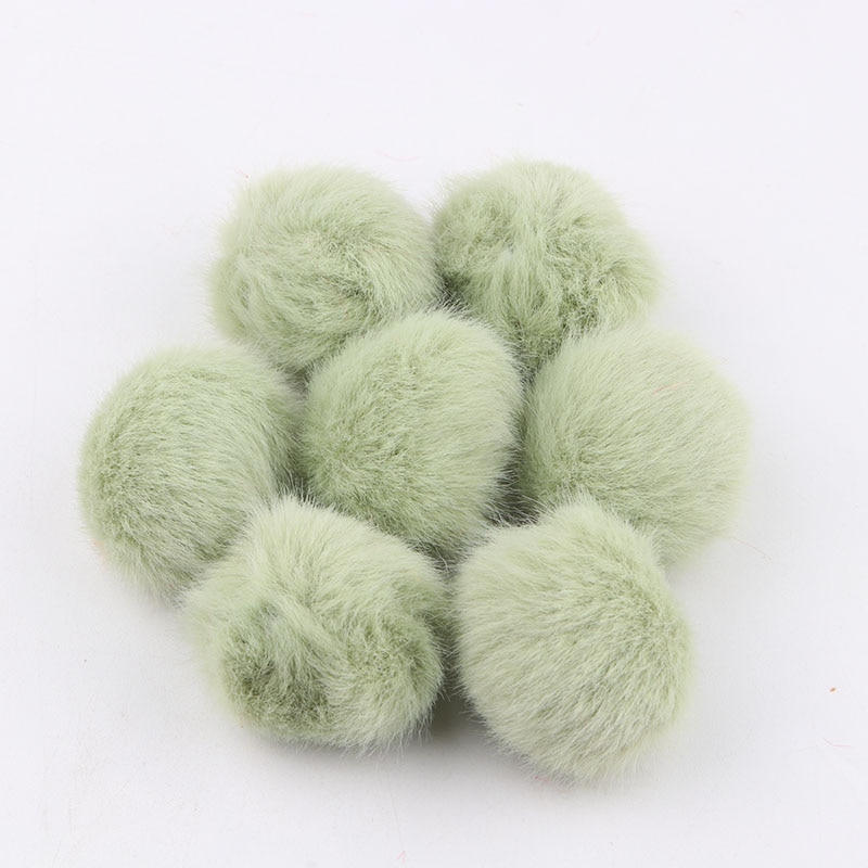 35mm/10 Uds. Bolas de piel de conejo pompón Artificial Multi color pompón DIY pompones manualidades para bolas de pelo Furball suministros de costura: green