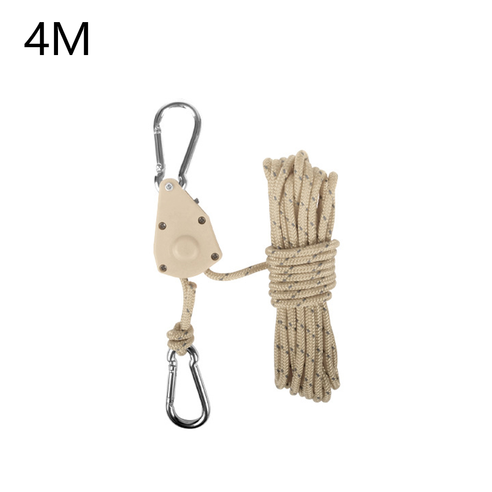 1pc 4M Camping Rope Quick Setup Outdoor Guy Lines Adjustable Tent Tie Downs Rope Hanger For Canopy Kayak Canoe Grow Light: WHITE