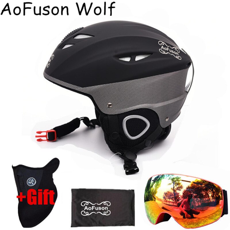 Ski Apparatuur Set Helm Met Goggle Veiligheid Integraal Gevormde Plus Size Plus Fluwelen Helm Dubbele Lagen Anti-Fog bril