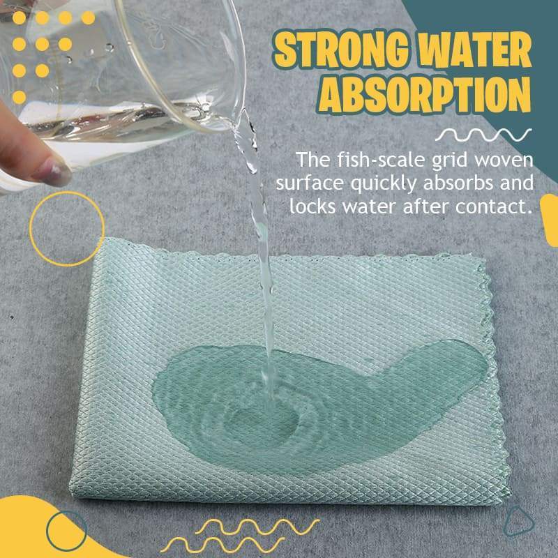 4PCS Wave Pattern Fish Scale Cloth Rag Anti-grease Absorbent Microfiber Cleaning Cloth home washing dish kitchen Cleaning towel: Default Title