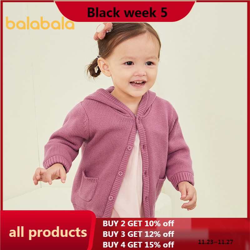 Balabala Girl jackets baby casual jackets boys winter knitted and velvet warm cartoon sweaters