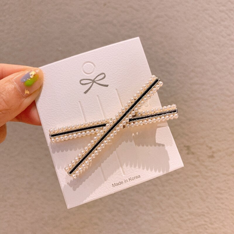 Horquillas para el cabello con diamantes de imitación para niña, horquillas para el cabello con flores y perlas de imitación, horquilla para el cabello con moño: X pearl
