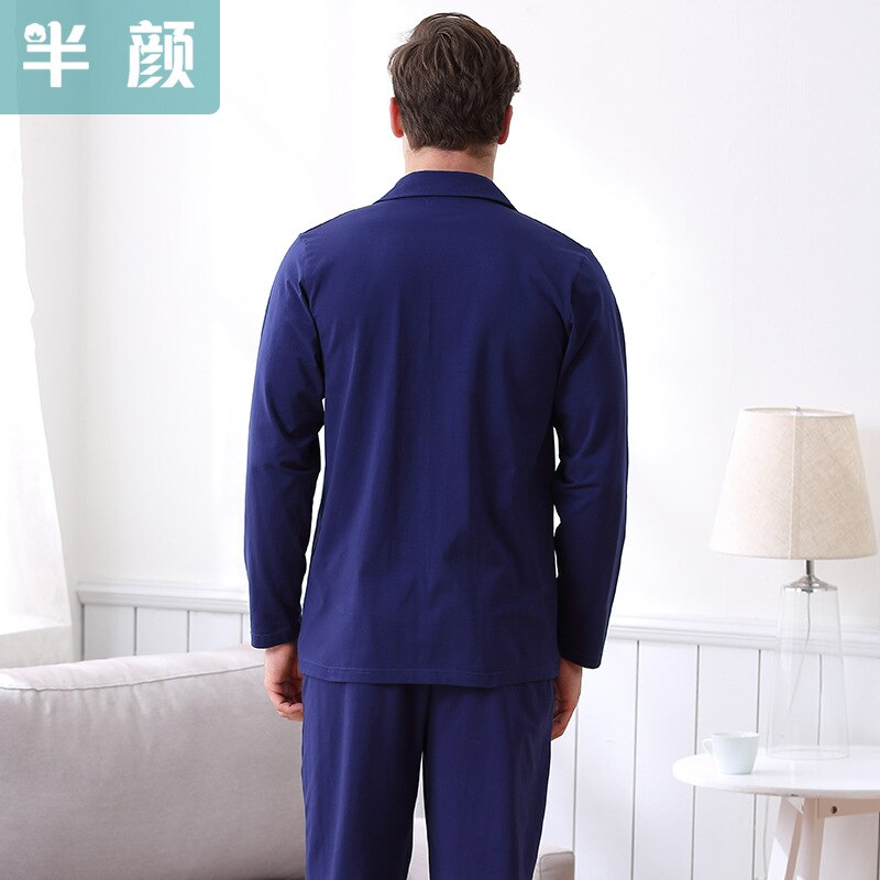 Herre pyjamas sæt forår og efterår herre pyjamas 100%  bomuld langærmet nattøj nattøj hjemmetøj