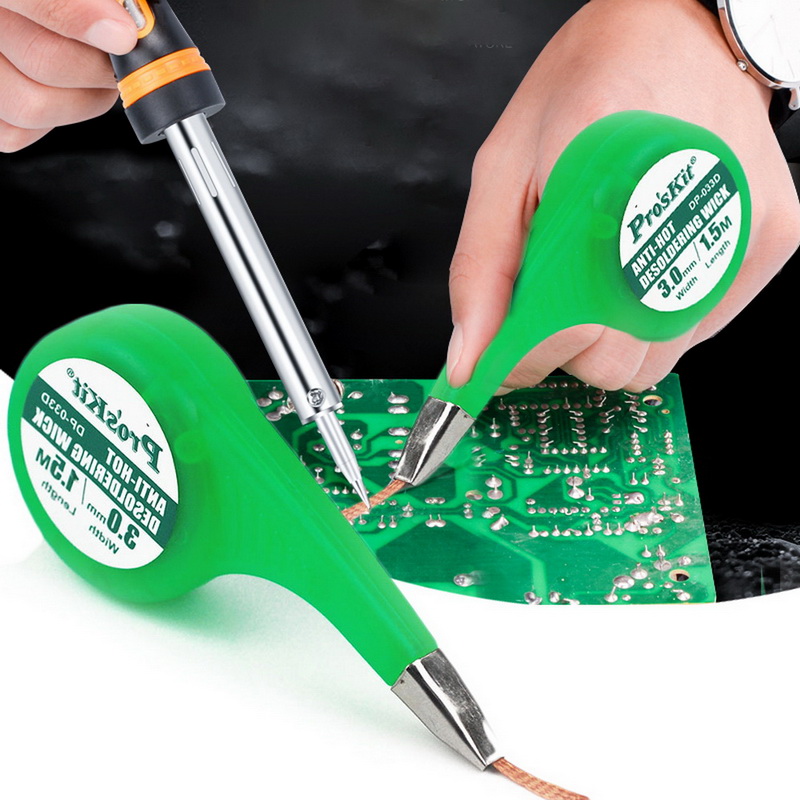 1Pcs Desolderen Wick Braid Solder Wick Remover Sucker Met Duim Wiel Dispenser Soldeer Remover Vacuüm Sucker Desolderen