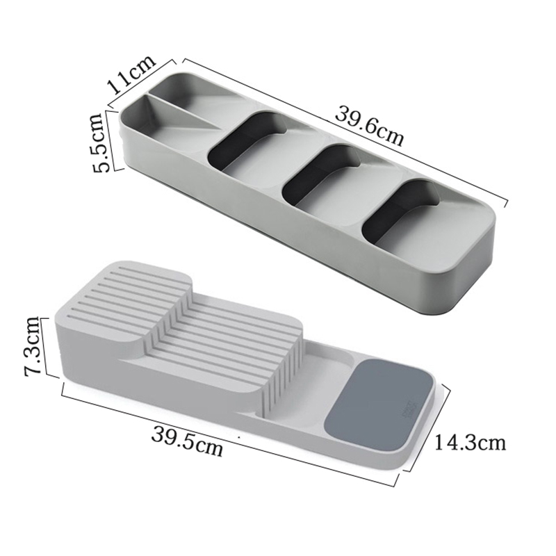 Caja de almacenamiento de vajilla, bandeja de almacenamiento de cucharas, soporte para cuchillos, tenedor, bandeja de cubiertos de plástico, estante de almacenamiento de cocina, 2 uds.