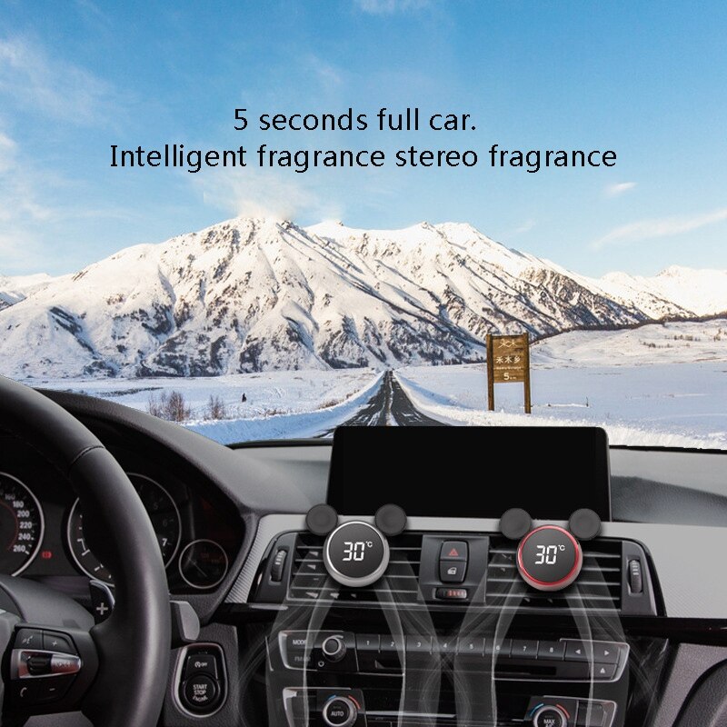 Draagbare digitale lcd-klok voor in de auto, temperatuurweergave, elektronische klok, thermometer, aromatherapie, auto-accessoires, zilver