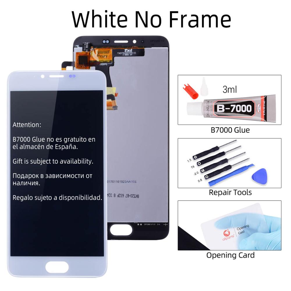 Originele Display Voor MEIZU M5 Display Touch Screen Digitizer met Frame M611H Display Module Voor MEIZU M5 LCD Vervanging: No Frame White