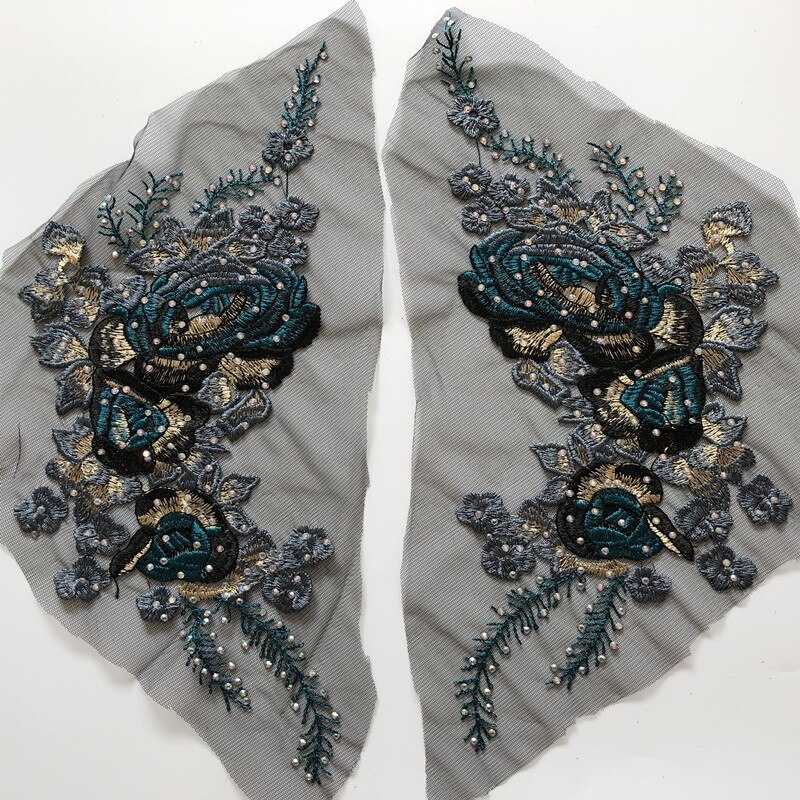 estilo de , un par de pegatinas de tela bordadas, Parche de perforación , accesorios de decoración de ropa de baile: Default Title