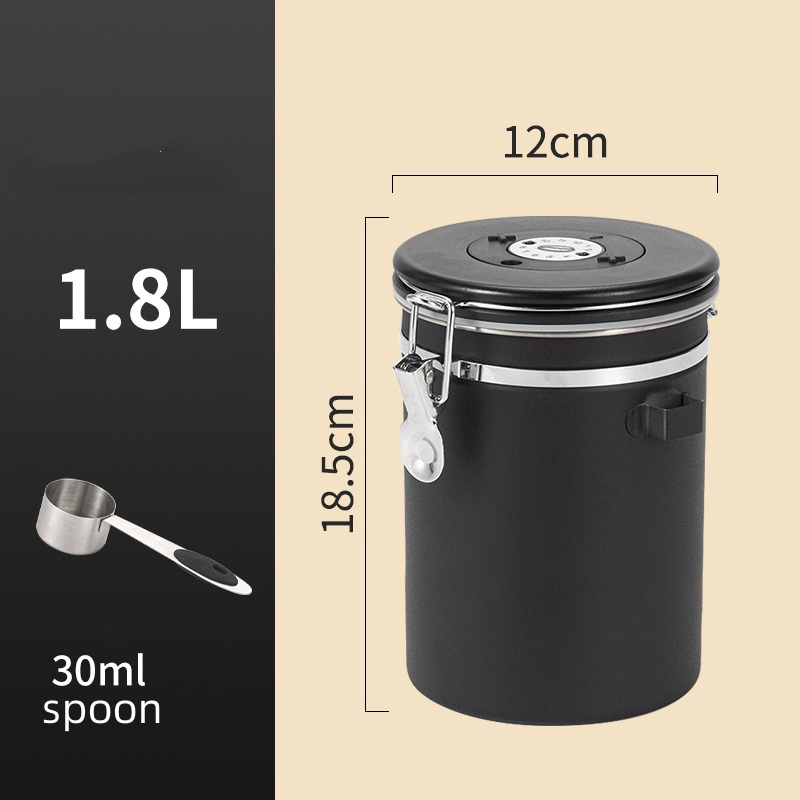 Stainless Steel Coffee Canister Coffee Bean Storage Airtight Containers with Date with Spoon Vent Valve Kitchen Food Storage Jar: Silver