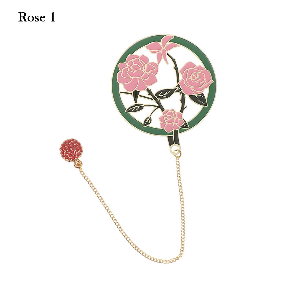 1PC Chinesischen Stil Gruppe Fan Form Metall Lesezeichen Höhlte Pflanze Blume Buch Clip Mit Quaste Anhänger Schule Büro versorgung: 5