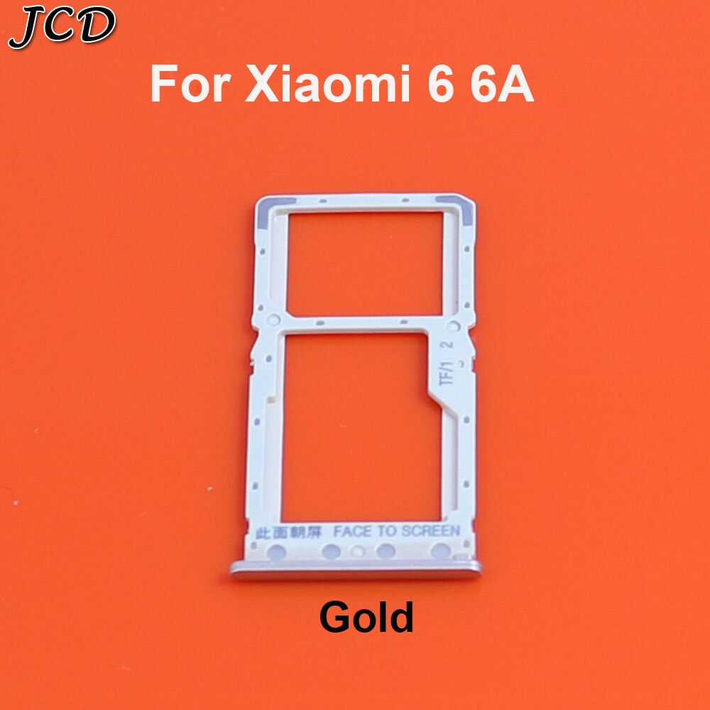 JCD For Xiaomi Redmi 6 6A Micro Sim Card Holder Slot Tray Replacement Adapters blue gray gold pink: Gold