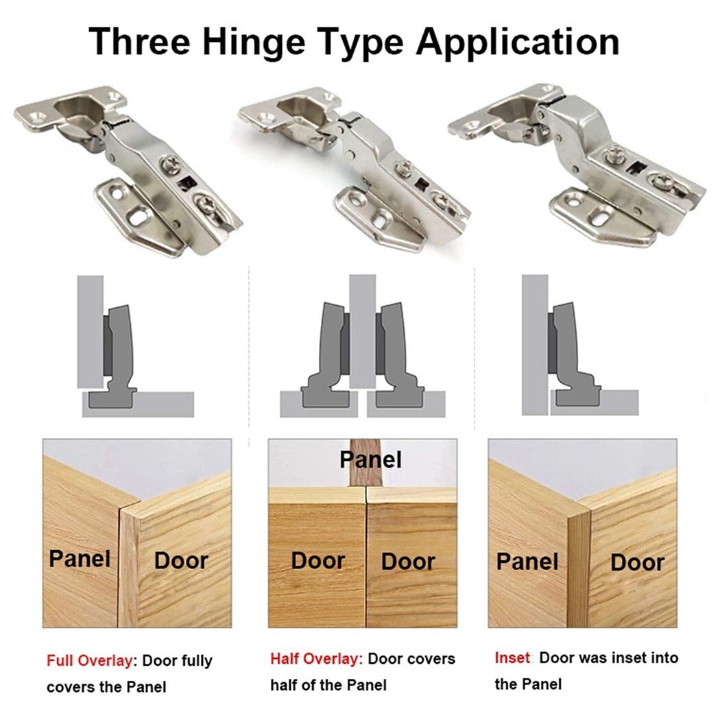 Charnières hydrauliques en acier inoxydable, 10 pièces, amortisseur, fermeture douce, charnière de porte, armoire de cuisine, garde-robe, quincaillerie de meubles