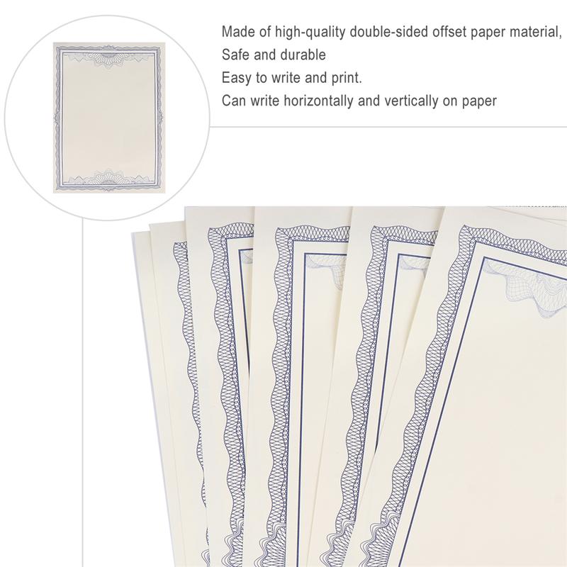 1 Set 5Pcs Certificate Paper Blank Paper Core Certificate Core 12K Blue Border Inner Sheet