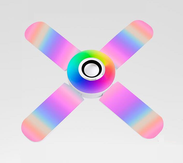 Rgb vier bladeren bluetooth muzieklamp 50w e27 led-lamp met afstandsbediening opvouwbare lamp bluetooth slimme luidspreker ventilatorlamp: Default Title
