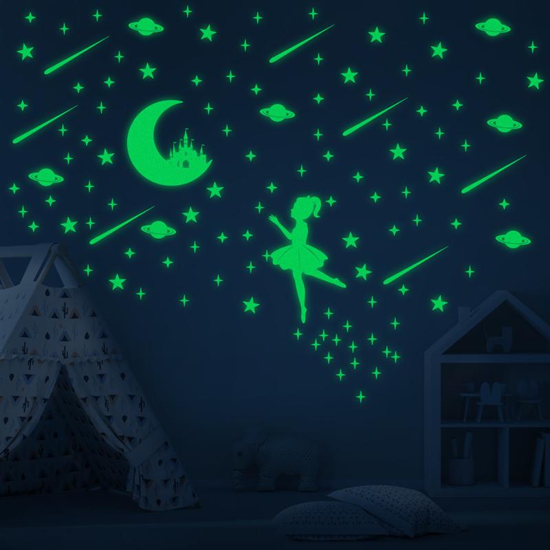 280 stk lysende stjerner klistermærker fluorescerende stjerner vægloft klistermærker børn drømmelignende værelser boligindretning diy kunstoverføringsbilleder (grøn)