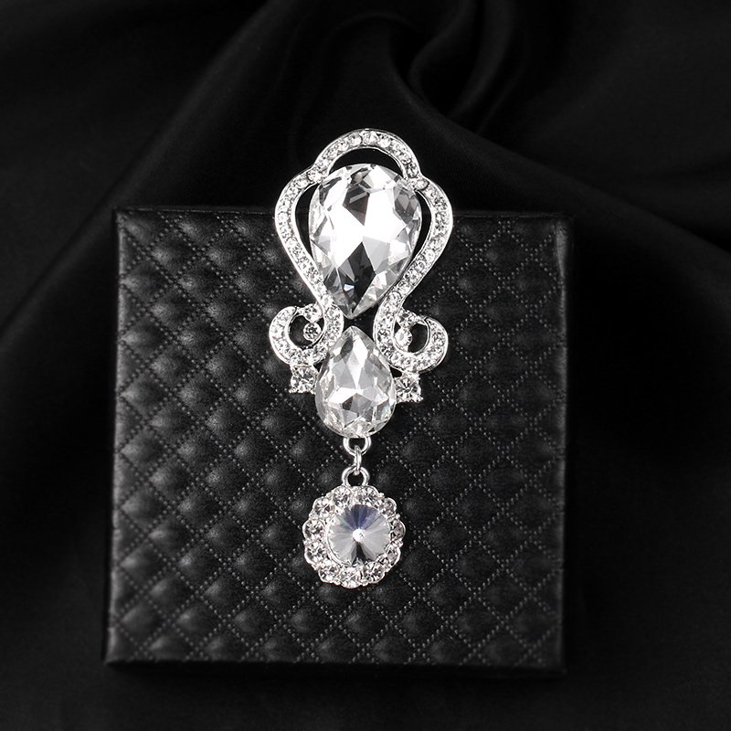 WEIMANJINGDIAN Silver Color Plated Glass Crystal Rhinestones Shinning Brooch Pins for Women or Wedding Bouquets