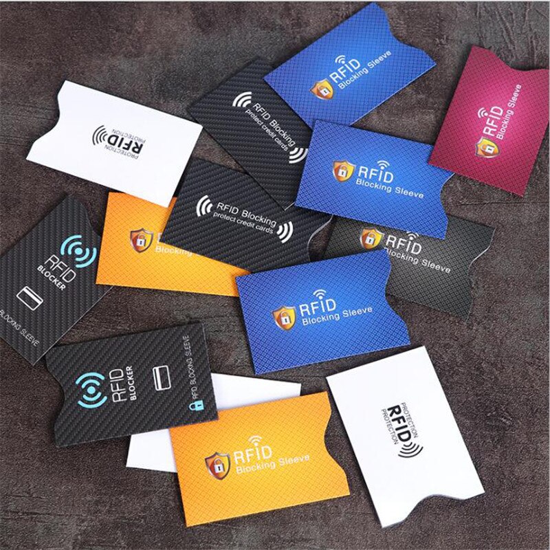 Protection antivol RFID pour cartes de crédit, Protection contre le blocage des manches du porte-cartes, étui en peau, étui pour cartes bancaires, 5 pièces
