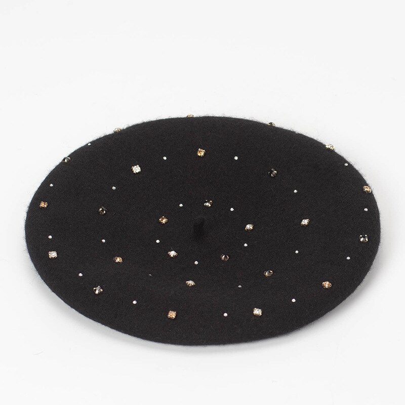 Cokk hand sy ull basker kvinnor hatt höst vinter strass basker mössa hatt kvinnlig koreansk målare mössa boina gorras vintage