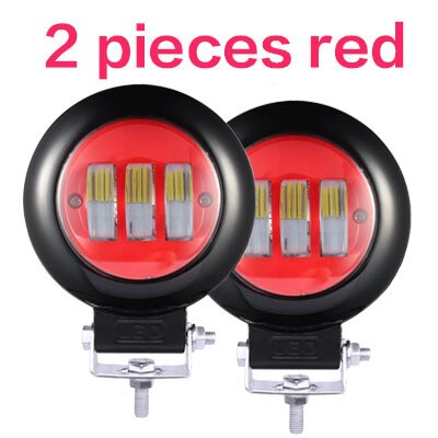 AILEO-luces led para coche, barra de luz de trabajo de 12V, 24V, 30W, 6000k, todoterreno, ATV, yate, 4x4: 2 pcs Circle Red