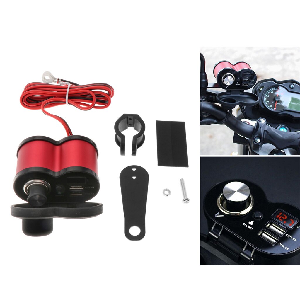 12V Waterdichte Motorcycle Usb Lader Met Voltmeter En Sigarettenaansteker Functie