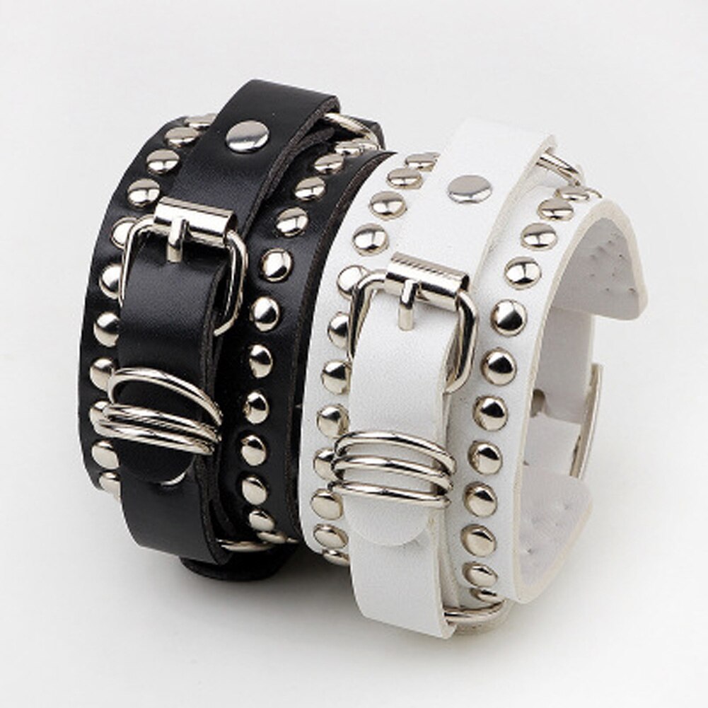 Schwarz und Weiß gotisch Punk Stil Nieten Armbinde Schnalle Gürtel Pu Leder Armbinde Armbinde frauen Armbinde Charme