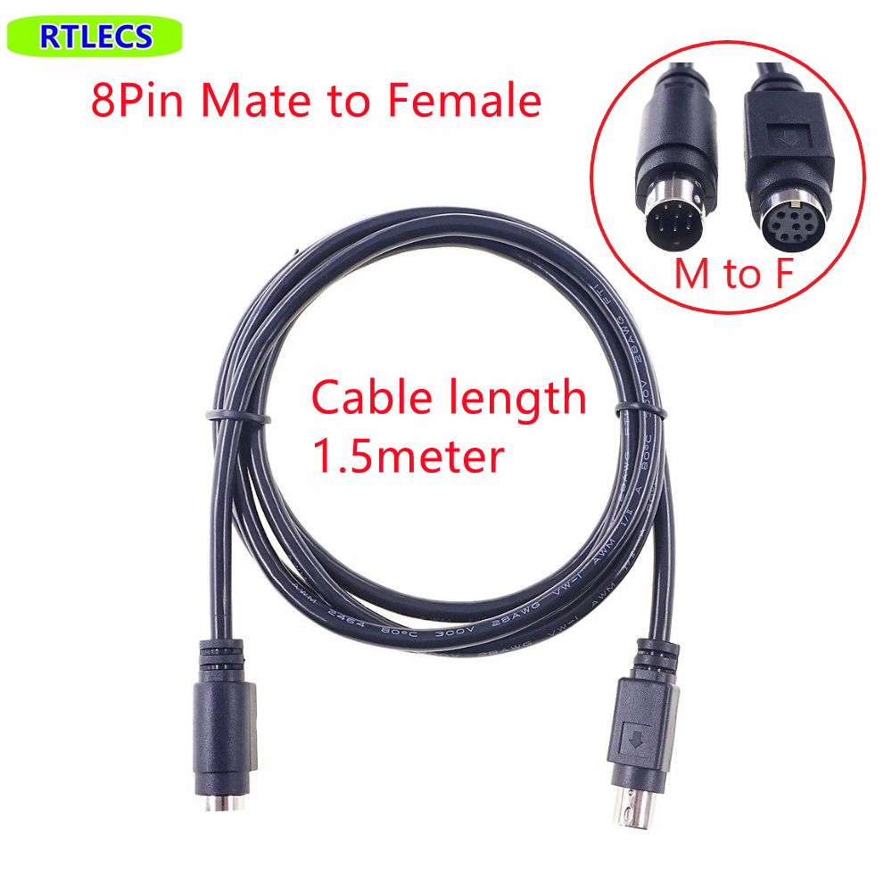 1 Piece MD8 Mini Din 8 pin Male Female Adapter Cable Plug Socket Conventer PLC Application Shielding Wires: army green