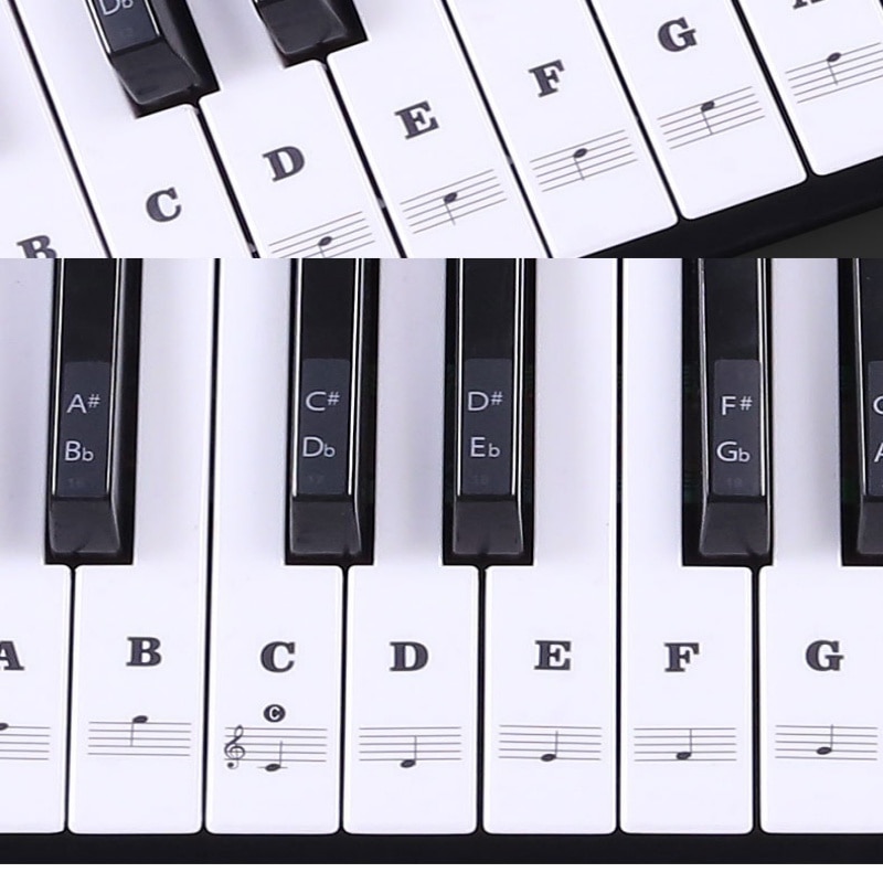 Transparante Piano Toetsenbord Sticker 54/6 Sleutel Elektronische Keyboard Piano Sticker 88 Key Piano Stave Note Sticker Voor Witte Toetsen