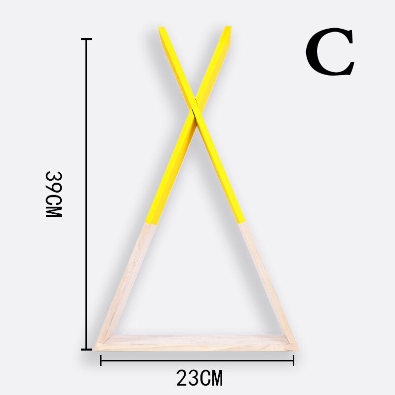 Estantería triangular de madera de estilo nórdico, colores bonitos estante de pared, estantería de almacenamiento de libros Trigon para el hogar, habitación de bebé, decoración DIY: YELLOW