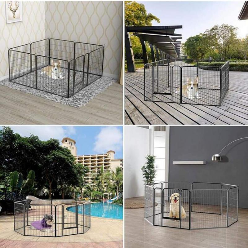 Foldable Pet Dog Fence Gates For Dog Cat Security Guard Install Easily Enclosure Dog Fences Puppy Kennel House Dog Supplies HWC