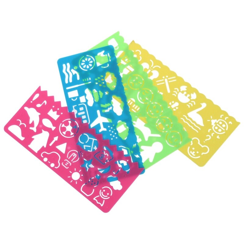 ! 4 Pcs Plastic Templates Drawing Ruler for Students Children
