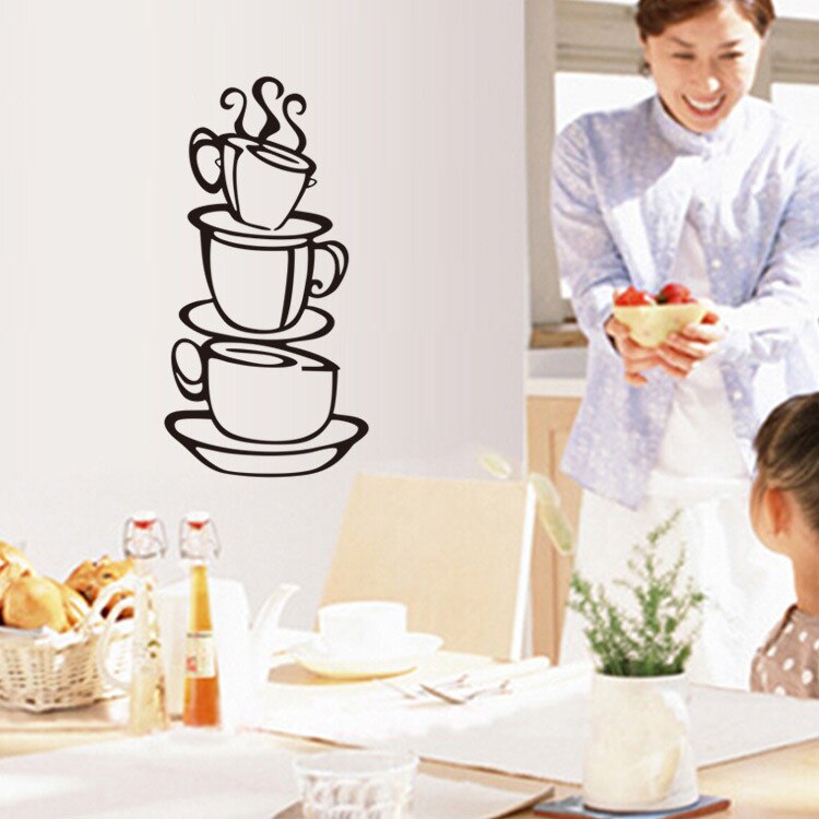 Filiżanka kawy naklejki ścienne kalkomania wymienny DIY kawa dekoracyjna naklejka robić kuchni jadalnia naklejki dekoracyjne robić domu