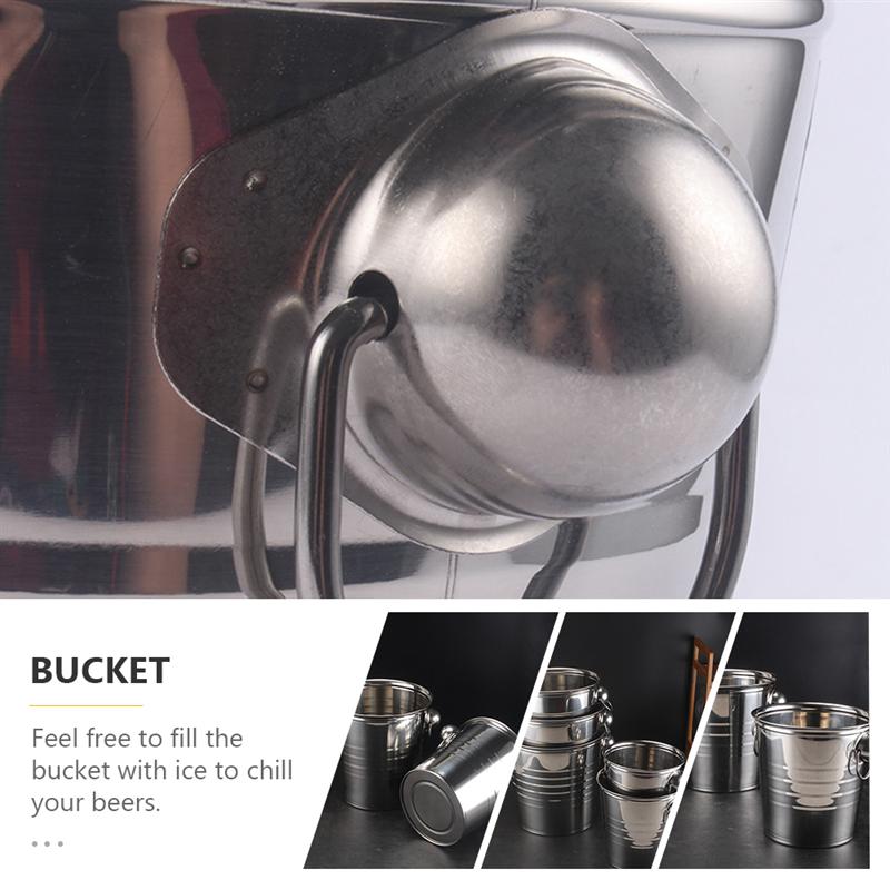 Stainless Steel Ice Bucket Champagne Wine Bucket Portable Ice Chiller Cooler Ice Cube Container With Handle Party Bar Tools
