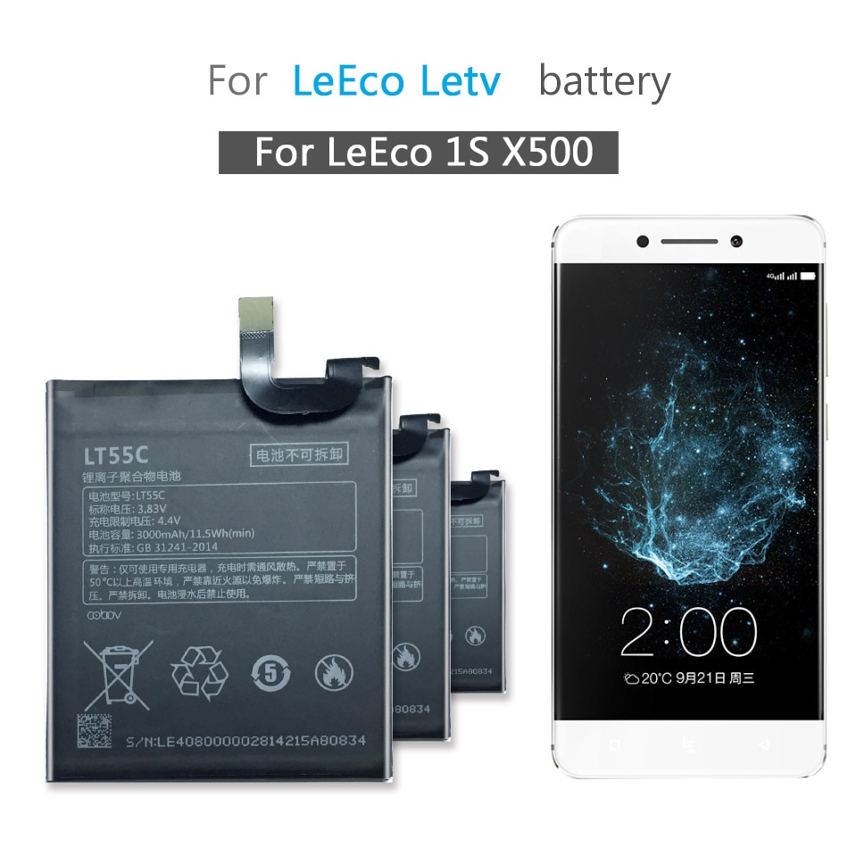 LT55C Für LeEco Letv Le Telefon 1S X500 eins S MT6795 5.5 "X500 X507 X509 X501 X502 Handy, Mobiltelefon telefon Ersatz Batterie LT55C 3000mAh