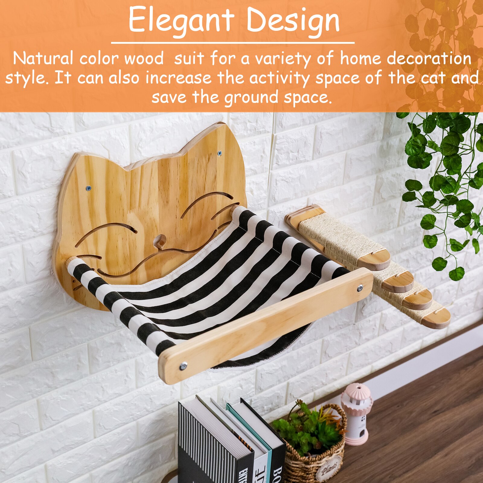 Kattehengekødu veggmontert katt klatrehylle firetrinns kattetrapp til klatring sove leke slappe sitte sitte kattemøbler