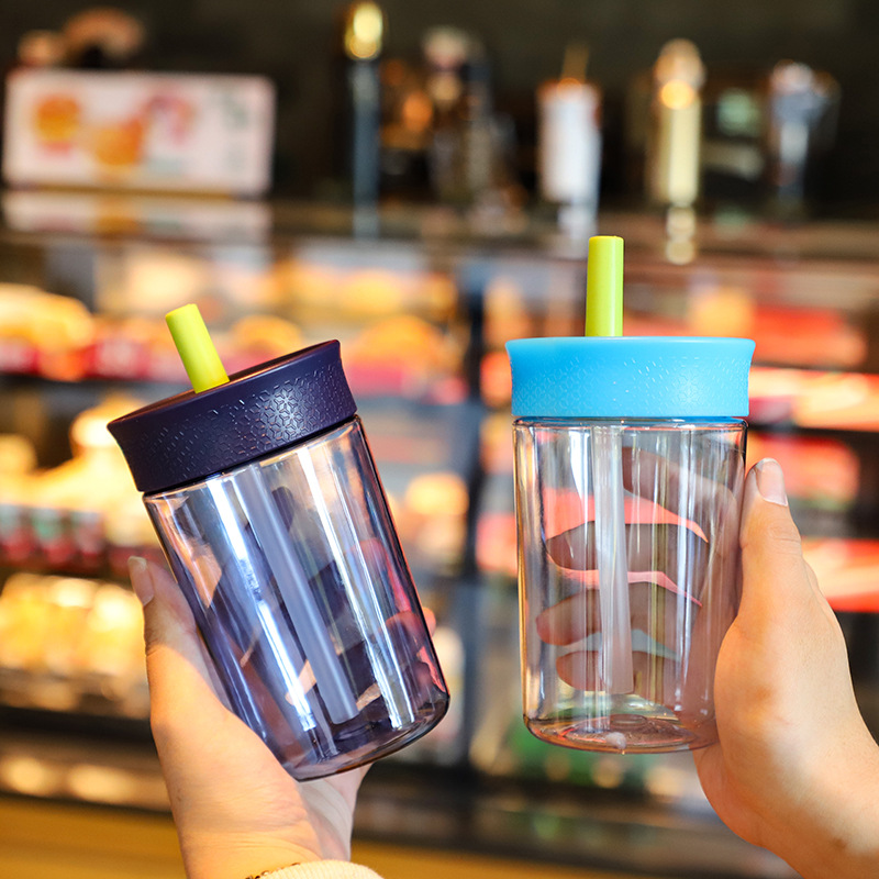 12oz klare isolerede kaffekrus med sugerør - lækagesikker bilkrus, juice, vand og iskaffekopper, krus, drikkeglas, bpa-fri