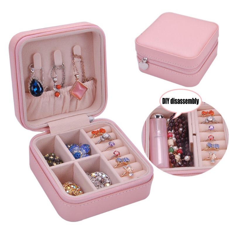 Joyero organizador de almacenamiento portátil con cremallera Portable para mujer: 2SS201814-PK