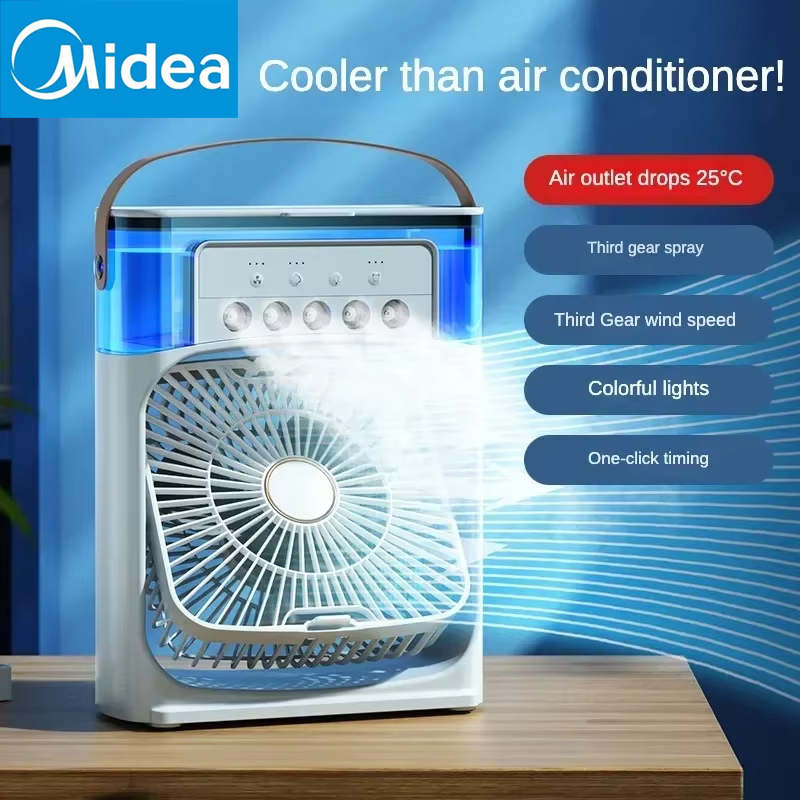 Midea-ventilador portátil 3 en 1, aire acondicionado, Enfriador de aire pequeño para el hogar, luces LED nocturnas, humidificador, ajuste de aire, ventiladores para el hogar,
