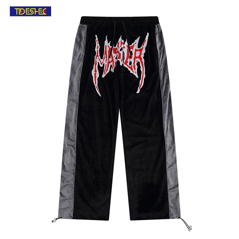 Hip Hop Color Patchwork Embroidered Letter Vibe Sweatpants Pants Mens Retro Pants Straight Oversize Trousers Mens Joggers Pants