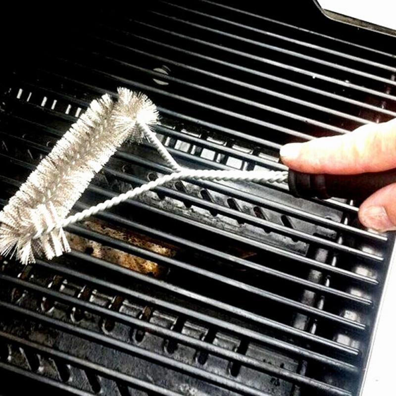 Rvs Barbecue Grill Reinigingsborstel Draad Cleaner Outdoor Bbq Clean Tool Accessoires Met Handvat