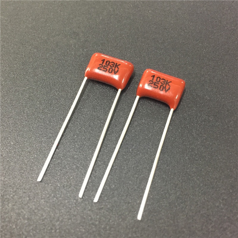 10 Uds condensador CBB 103 250V 103K 0,01 uF 10nF P8 CL21 condensador de película de polipropileno metalizado