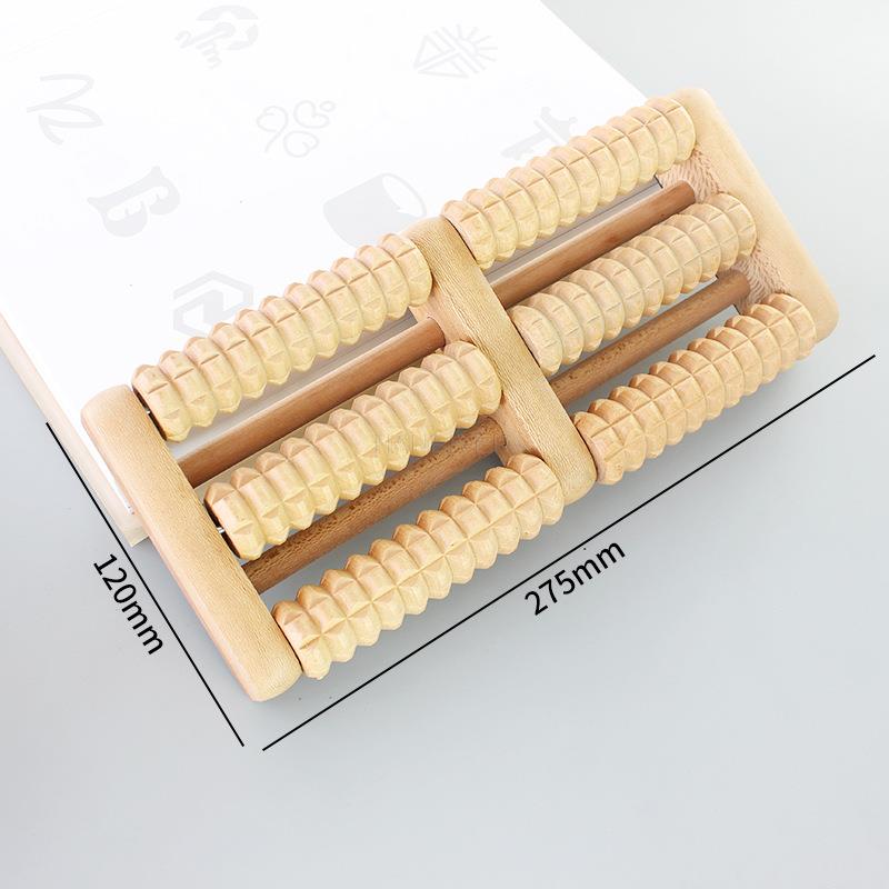 Holz Fuß Massage Walze Big Fünf-row Holz Fuß Massager Stimuliert Akupunkturpunkt Füße Plantarfasziitis Roller Reflexzonenmassage