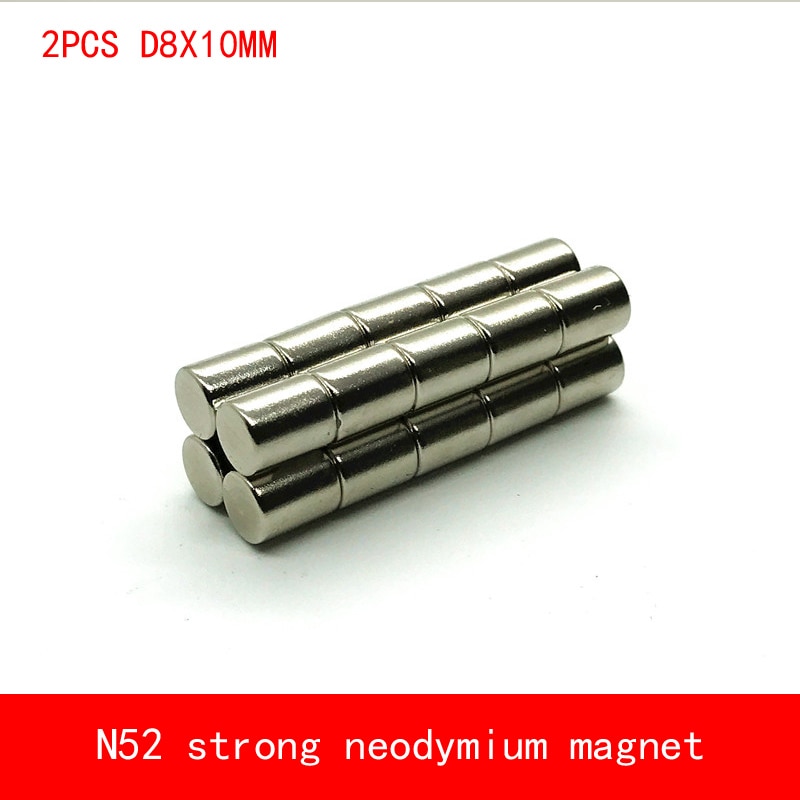 2 STKS D8 * 10mm ronde N52 Sterke magnetische kracht zeldzame aarde Neodymium magneet N52 diameter 8X10 MM