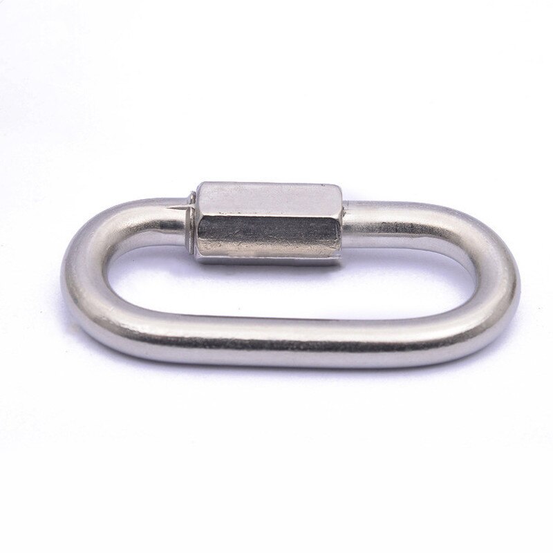 Stainless Steel Screw Lock Climbing Gear Carabiner Quick Links Safety Snap Hook Chain Connecting Ring Carabiner Chain Buckle