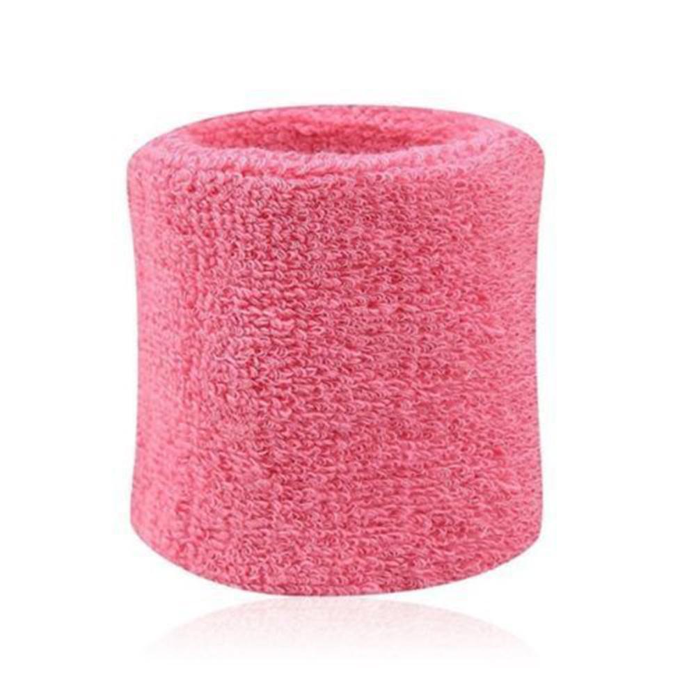 1 Pair Cotton Fiber Soft Wrist Bands Sweatbands Sports Wrist Support Brace Wrap Sweat Wristband Tennis Squash Badminton Gym: Pink