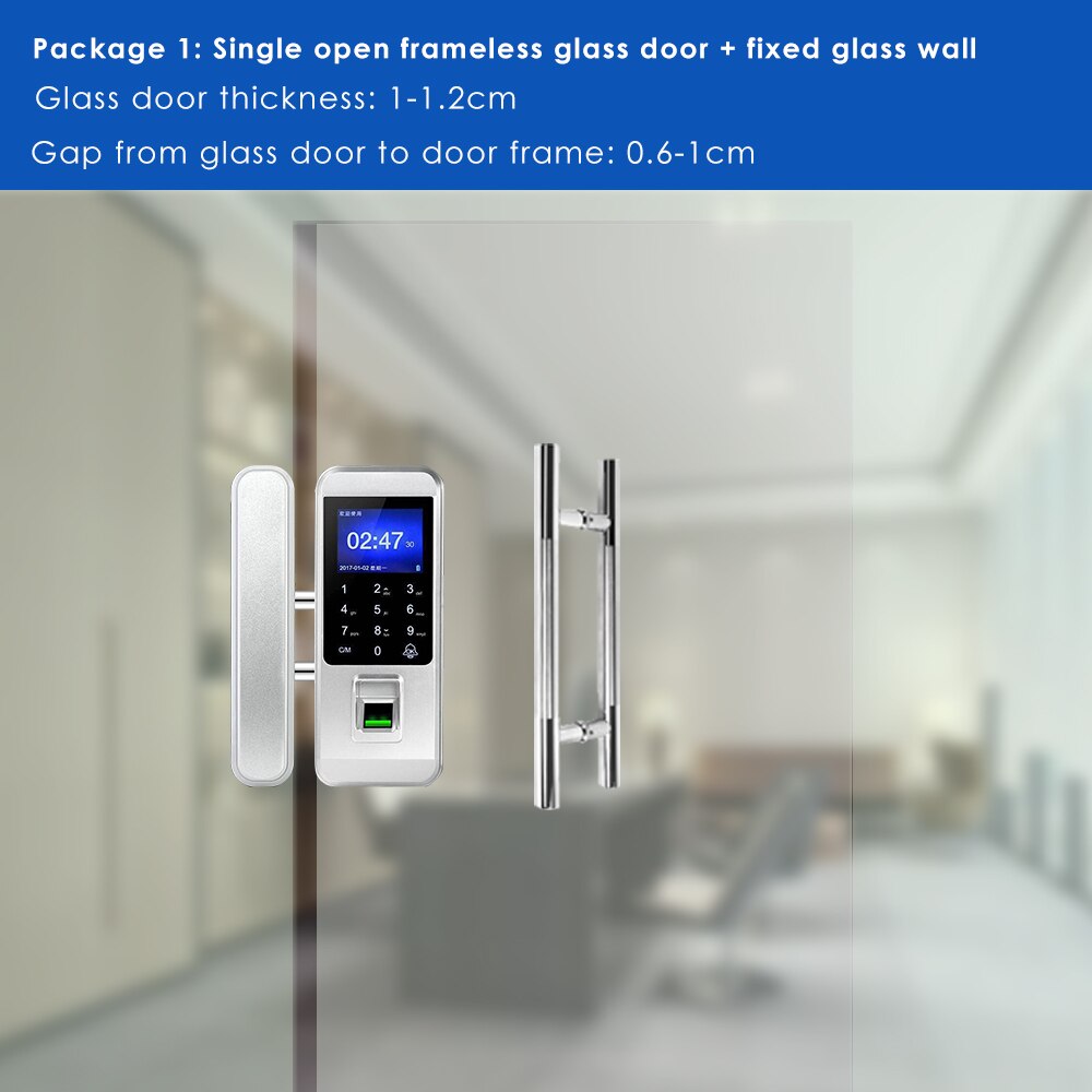 Fingerprint electronic door lock Office single/double door password lock fingerprint touch lock access control system: Dazzling silver1