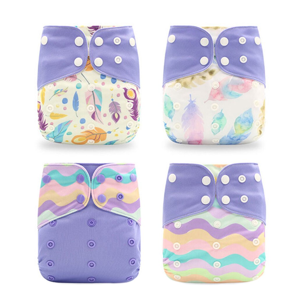 4pcs Baby Reusable Nappies Washable Polyester Cloth Diaper Suitable For Toddler Age 0-3 Years Old: 8