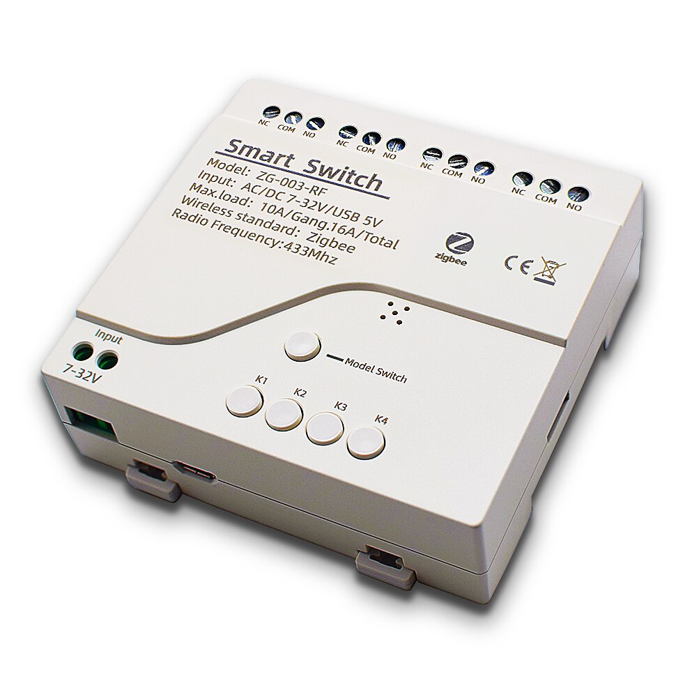 Zigbee 3.0 Wifi Smart Switch Home RF Relay Module 1/2/4 Ch DC 12V 24V 7V-32V Voice Group Remote Control Work With Tuya Alexa: Zigbee 4CH with Case